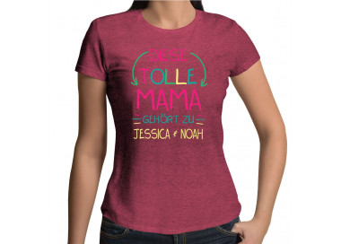 Diese Tolle mama gehört zu.... Damenshirt rot meliert