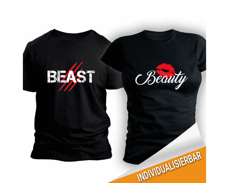 Paarshirt schwarz 2er-Set - Beast und Beauty T-Shirt Paar-Shirts 30,00 €