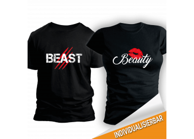 Paarshirt schwarz 2er-Set - Beast und Beauty T-Shirt Paar-Shirts 30,00 €