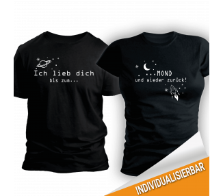 Paarshirt schwarz 2er-Set - Ich lieb dich bis zum Mond und wieder zurück Paar-Shirts 30,00 €