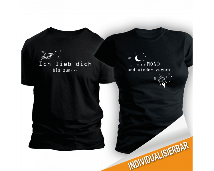 Paarshirt schwarz 2er-Set - Ich lieb dich bis zum Mond und wieder zurück Paar-Shirts 30,00 €