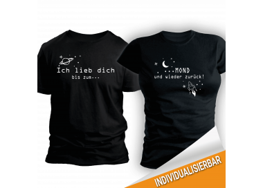 Paarshirt schwarz 2er-Set - Ich lieb dich bis zum Mond und wieder zurück Paar-Shirts 30,00 €