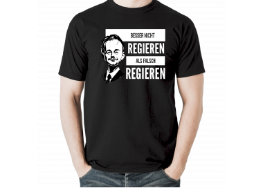 BESSER NICHT REGIEREN ALS FALSCH REGIEREN T-Shirt schwarz FDP Chef Lindner Cartoon Karikatur Politik 18,90 €