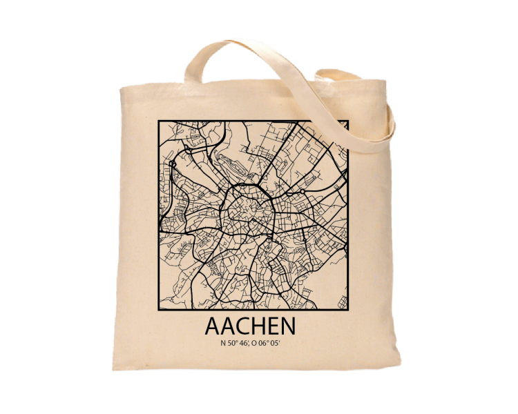 Jutebeutel nature \\"Aachen Sky Block Kontur \\" Zubehör & Geschenke 9,99 €