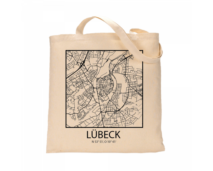 Jutebeutel nature \\"Lübeck Sky Block Kontur\\" Zubehör & Geschenke 9,99 €