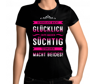 Schokolade macht glücklich und Süchtig tätowieren beides T-Shirt Hoodie Party, Fun & Urlaub 18,90 €