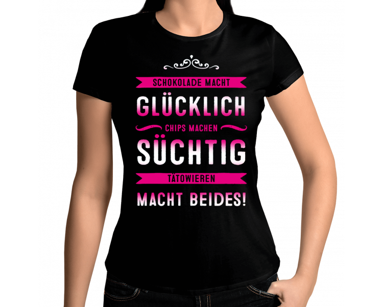 Schokolade macht glücklich und Süchtig tätowieren beides T-Shirt Hoodie Party, Fun & Urlaub 18,90 €