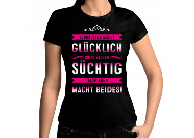 Schokolade macht glücklich und Süchtig tätowieren beides T-Shirt Hoodie Party, Fun & Urlaub 18,90 €