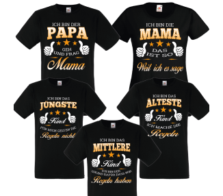 Familienshirts 5er T-Shirt Set schwarz - Regeln der Familie Baby & Familie  75,00 €
