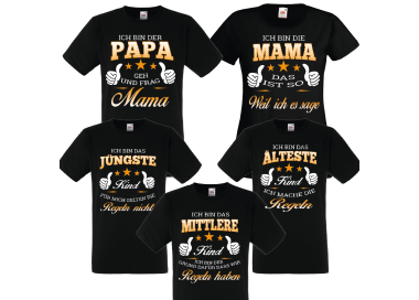 Familienshirts 5er T-Shirt Set schwarz - Regeln der Familie Baby & Familie  75,00 €