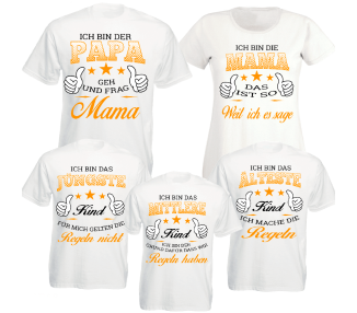 Familienshirts 5er T-Shirt Set weiss - Regeln der Familie Baby & Familie  70,00 €