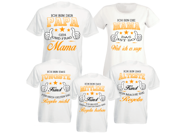 Familienshirts 5er T-Shirt Set weiss - Regeln der Familie Baby & Familie  70,00 €