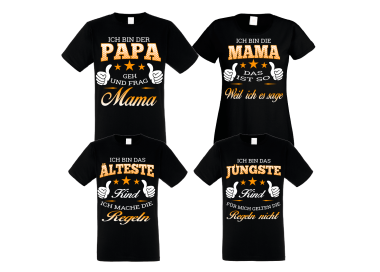 Familienshirts 4er T-Shirt Set schwarz - Regeln der Familie Baby & Familie  65,00 €