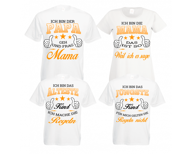 Familienshirts 4er T-Shirt Set weiss - Regeln der Familie Baby & Familie  60,00 €