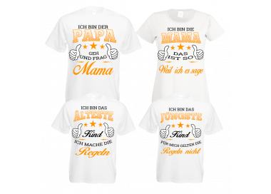 Familienshirts 4er T-Shirt Set weiss - Regeln der Familie Baby & Familie  60,00 €