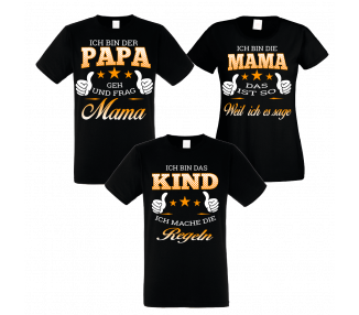 Familienshirts 3er T-Shirt Set schwarz - Regeln der Familie Baby & Familie  49,00 €