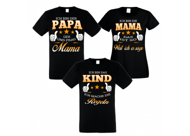 Familienshirts 3er T-Shirt Set schwarz - Regeln der Familie Baby & Familie  49,00 €