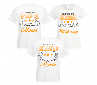 Familienshirts 3er T-Shirt Set weiss - Regeln der Familie Baby & Familie  45,00 €