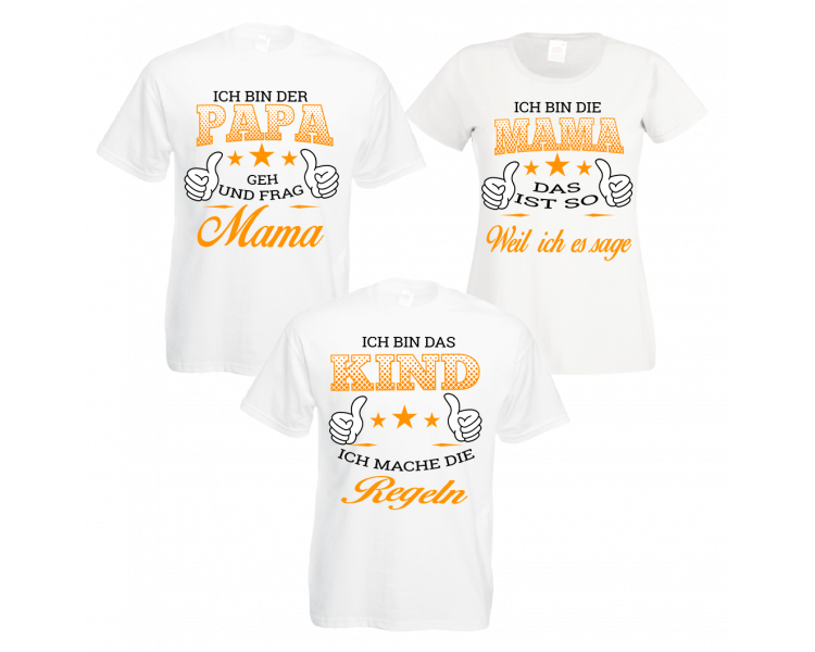 Familienshirts 3er T-Shirt Set weiss - Regeln der Familie Baby & Familie  45,00 €