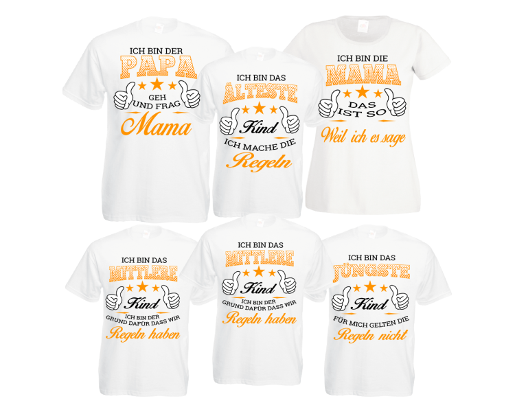 Familienshirts 6er T-Shirt Set weiss - Regeln der Familie Baby & Familie  70,00 €