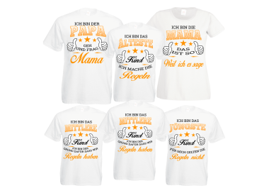 Familienshirts 6er T-Shirt Set weiss - Regeln der Familie Baby & Familie  70,00 €