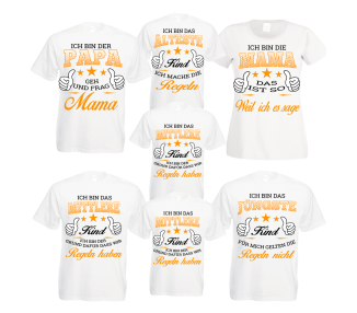 Familienshirts 7er T-Shirt Set weiss - Regeln der Famil Baby & Familie  80,00 €