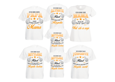 Familienshirts 7er T-Shirt Set weiss - Regeln der Famil Baby & Familie  80,00 €