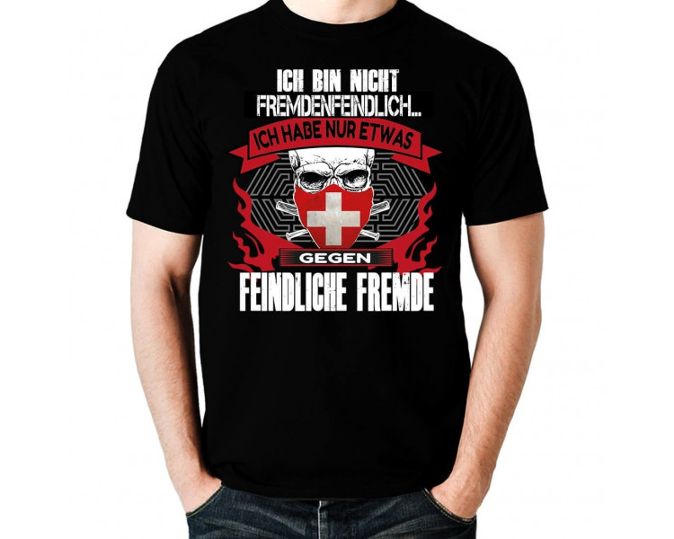 Ich bin nicht fremdenfeindlich - ich habe nur etwas gegen feindliche Fremde ! Schweiz Flagge T-Shirt Hoodie Politik 18,90 €